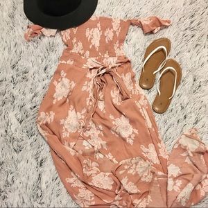 🦚 Pink Floral High Low Slit Dress 🌸